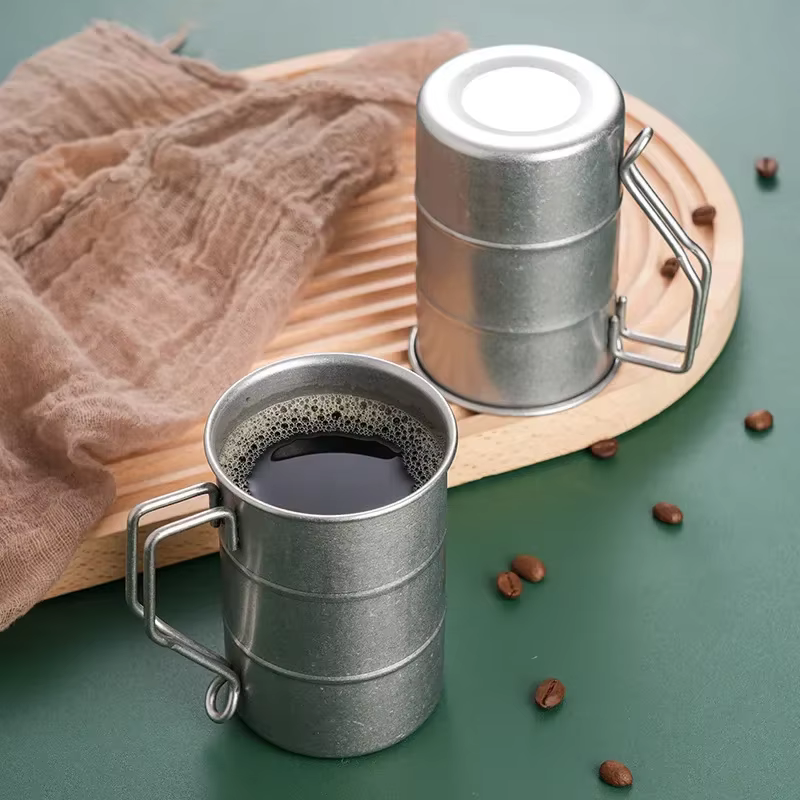 Tasse vintage en acier inoxydable 304 pour l'extérieur