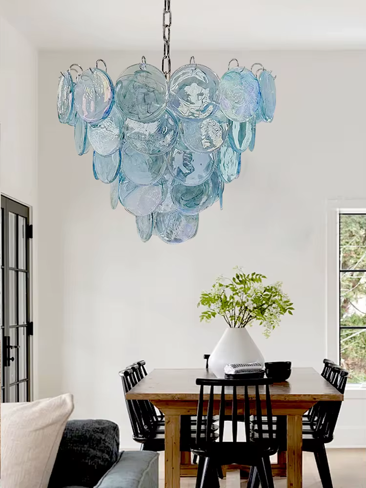 Cercle bleu lustres en verre Art Vintage américain classique salon Design idée maison déco Restaurant lampes suspendues Lustre