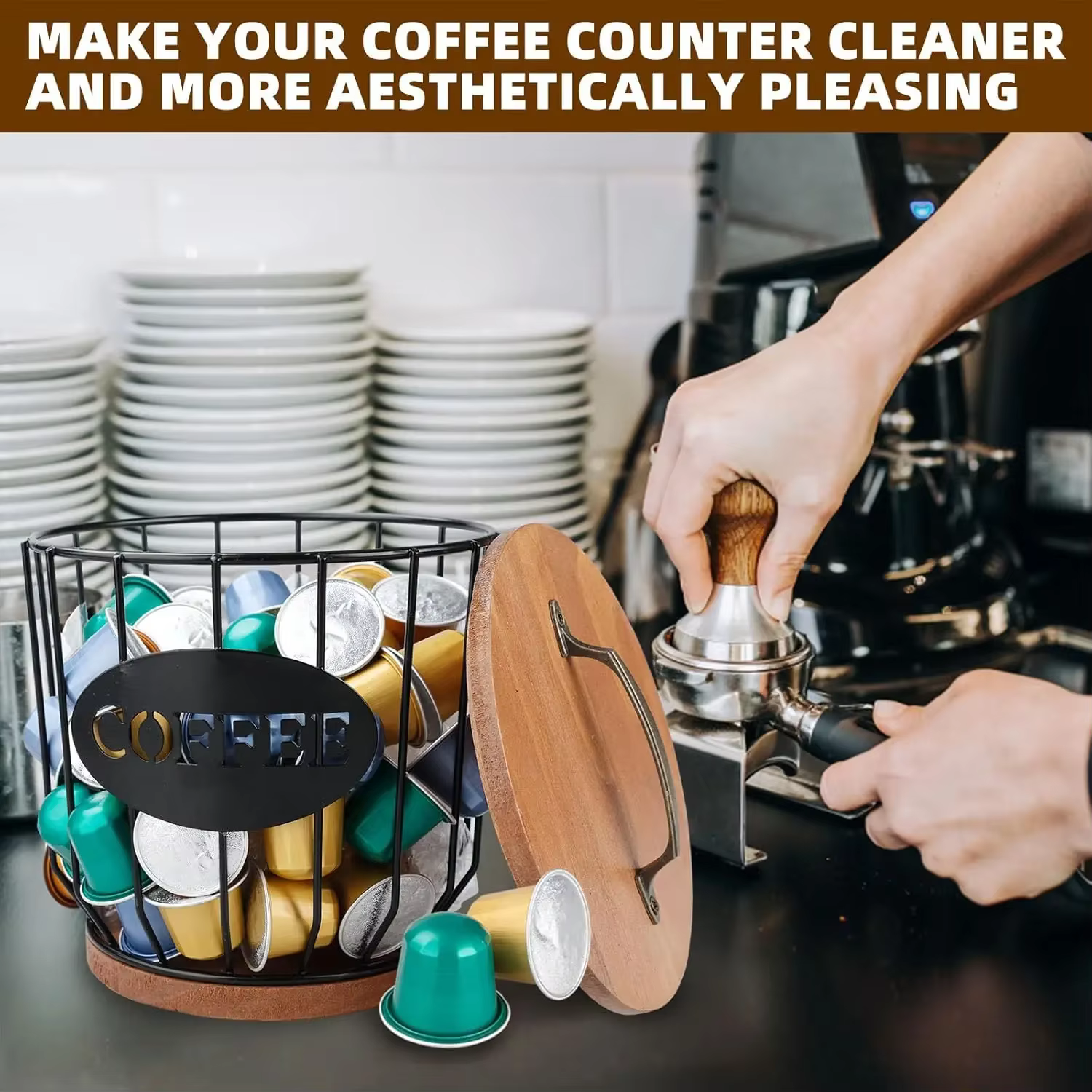 Porte-dosette de café, grand porte-filtre à café avec couvercle