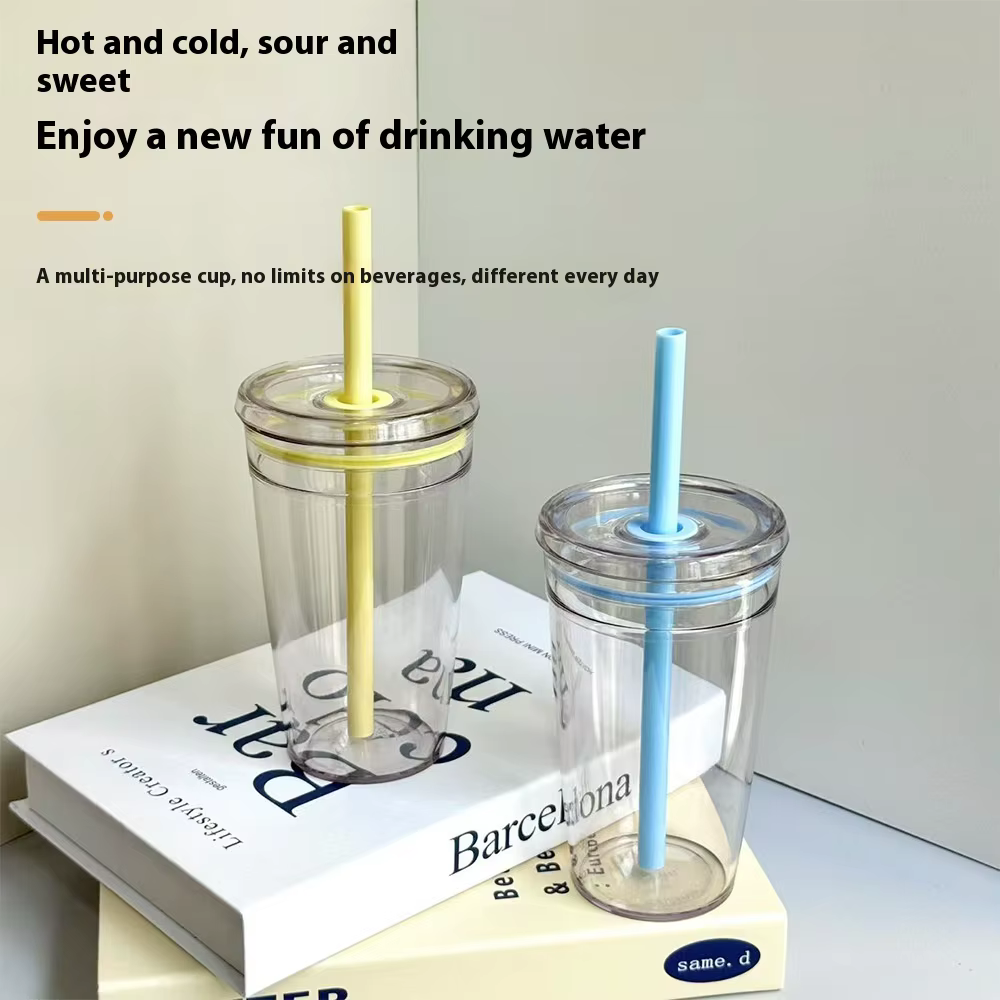 Tasse d'été en plastique avec paille de thé au lait de grande valeur de 450ML