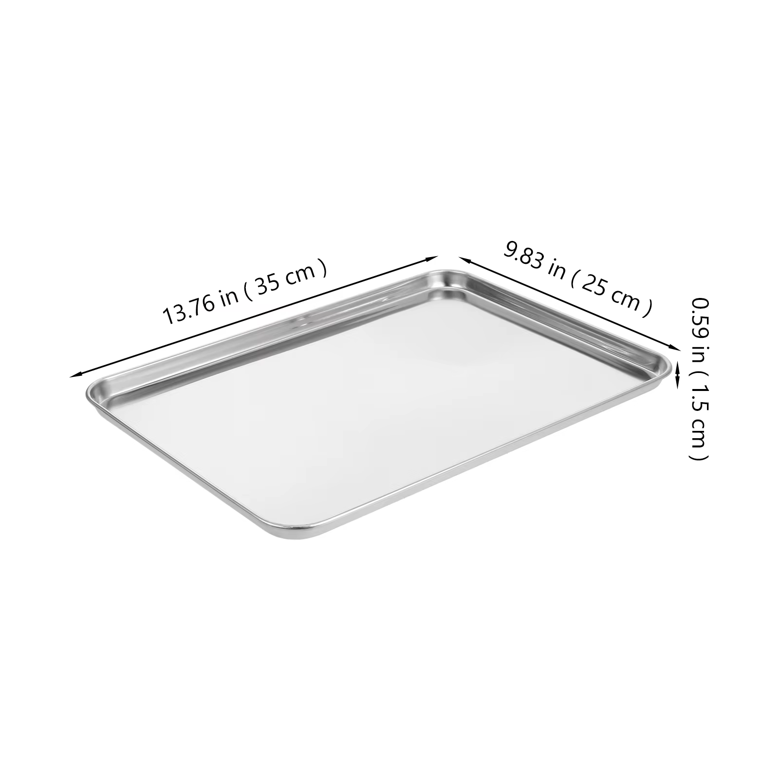 Plateau rectangulaire en acier inoxydable 35x25cm