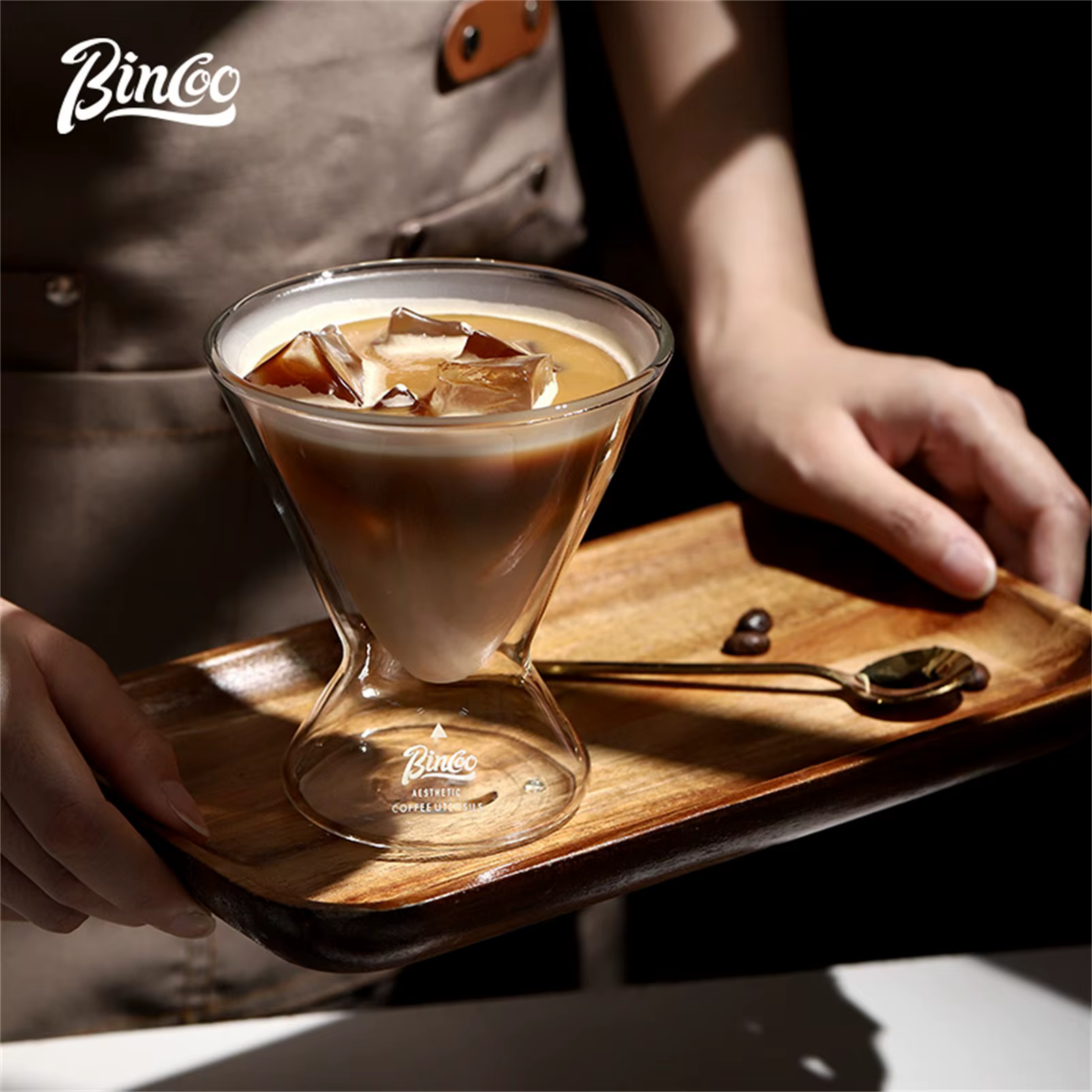 Bincoo Tasse à café en verre sablier isolé à double paroi