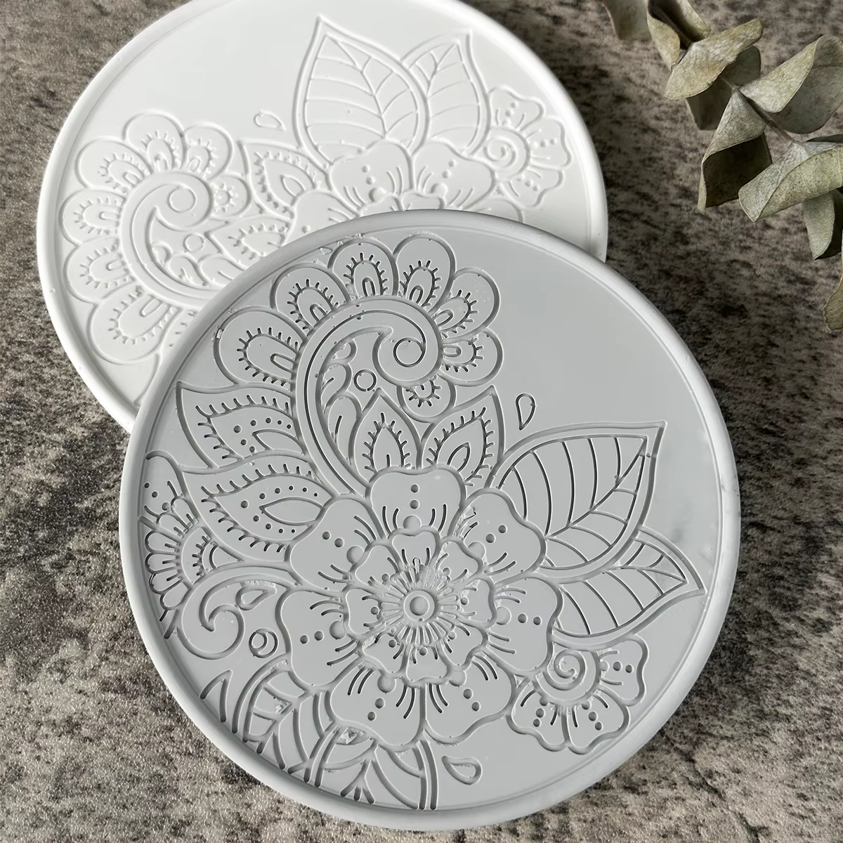 Moule rond en Silicone pour dessous de verre à fleurs