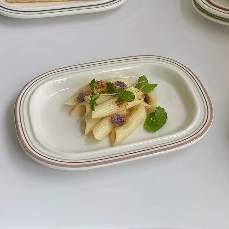 Plat Dim Sum en céramique linéaire de Style coréen