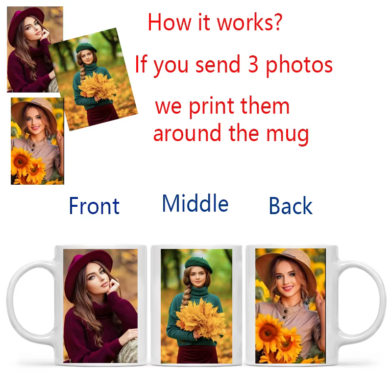 Tasse à café noire avec Photo personnalisée