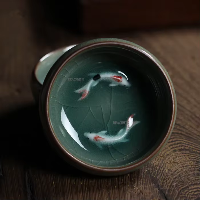 Tasse à thé et soucoupe chinoise en porcelaine céladon Longquan