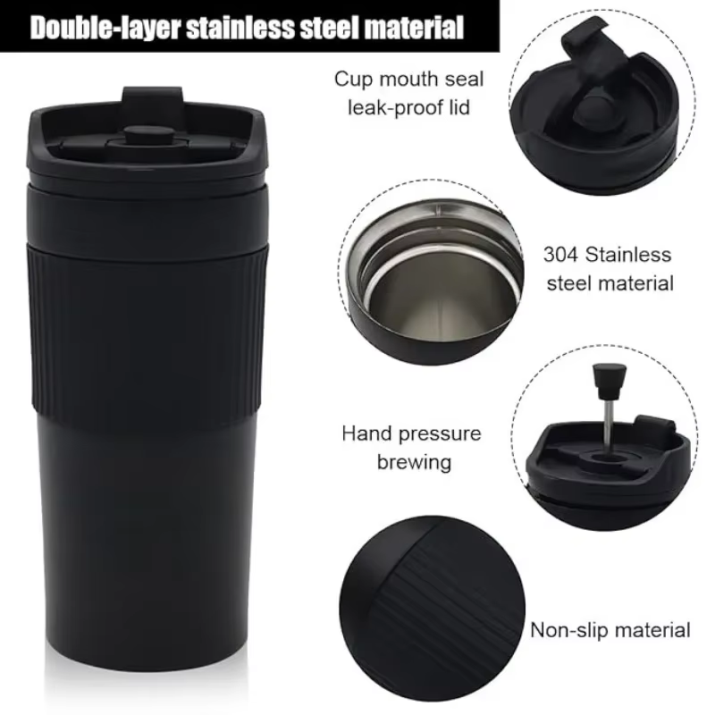 Cafetière Portable presse française tasse isolée avec Double paroi isolé café sous vide thé Thermos