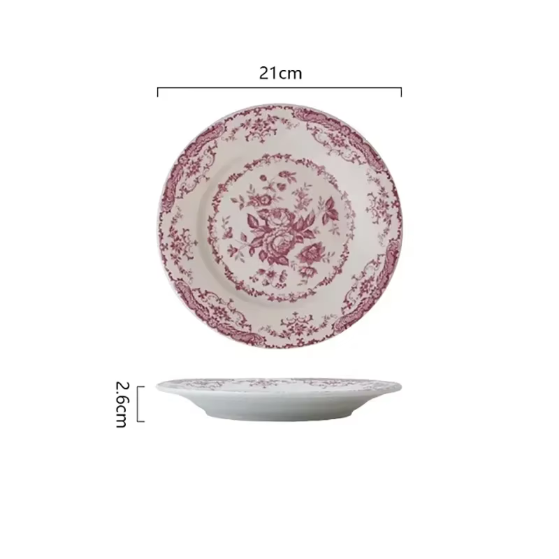 Assiette en céramique rose vintage française