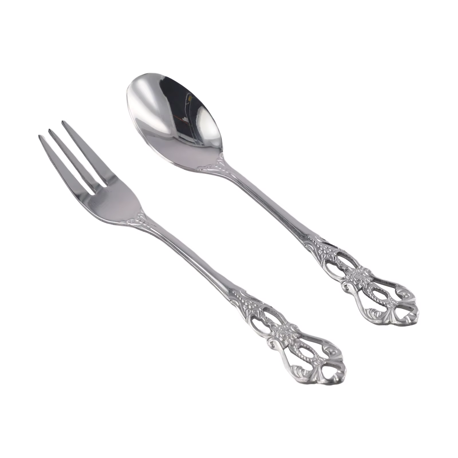 1 paire Vintage or cuillère fourchette ensemble de couverts en acier inoxydable luxe Dessert