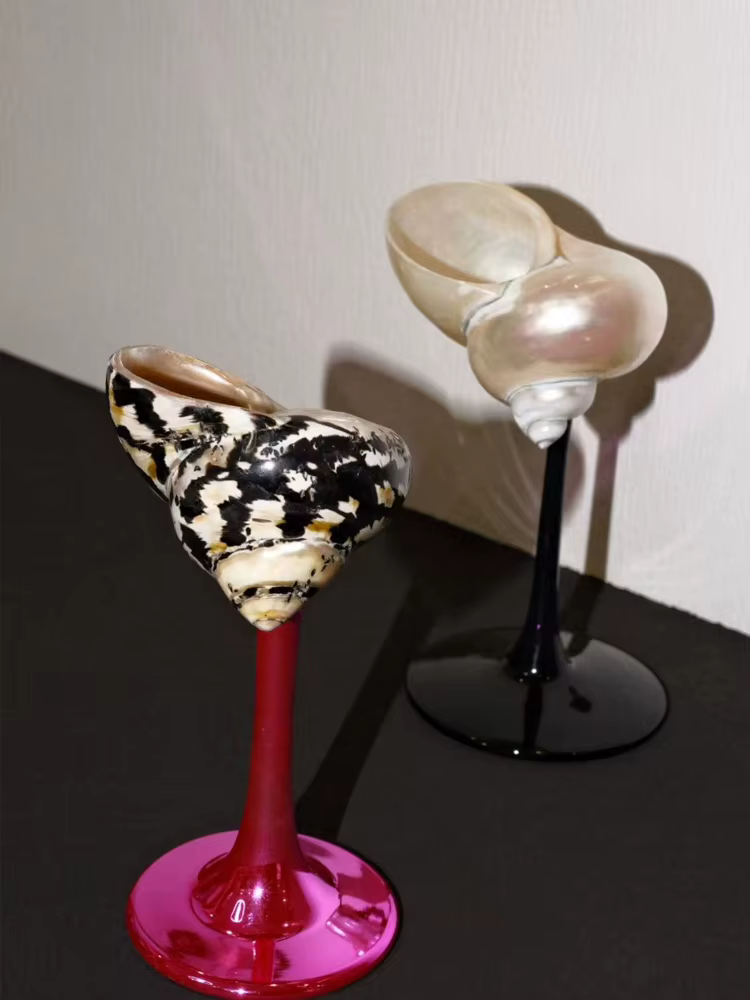 Verres à Champagne à pieds hauts sculptés à la main
