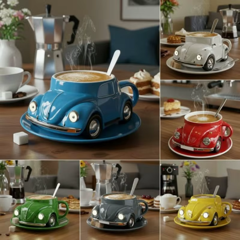 Mug à café créatif rétro en forme de voiture de sport Beetle 300ML avec poignée