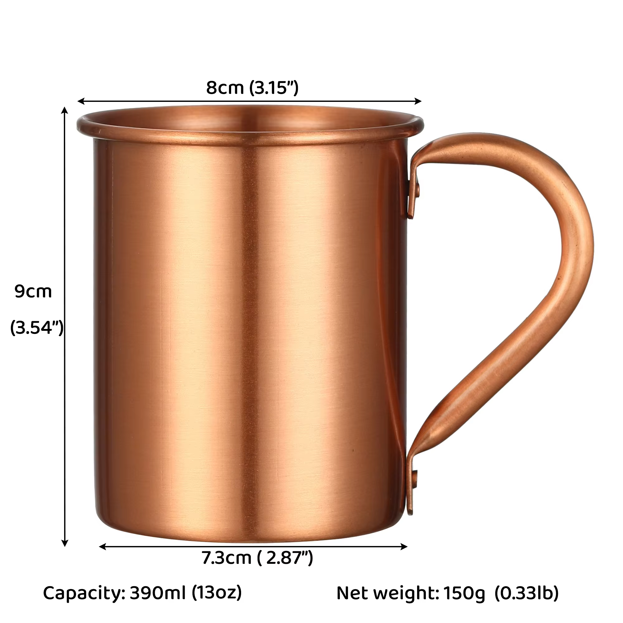 Mug Moscow Mule en cuivre pur 400 ml (13