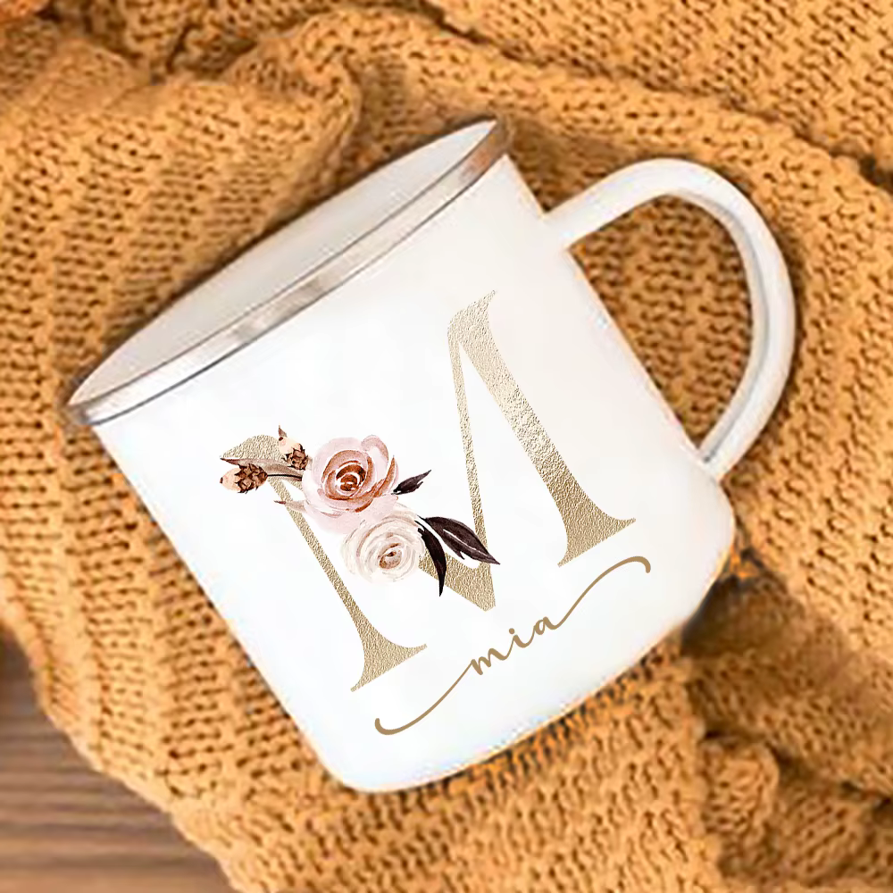 Tasses à imprimé floral Nom personnalisé