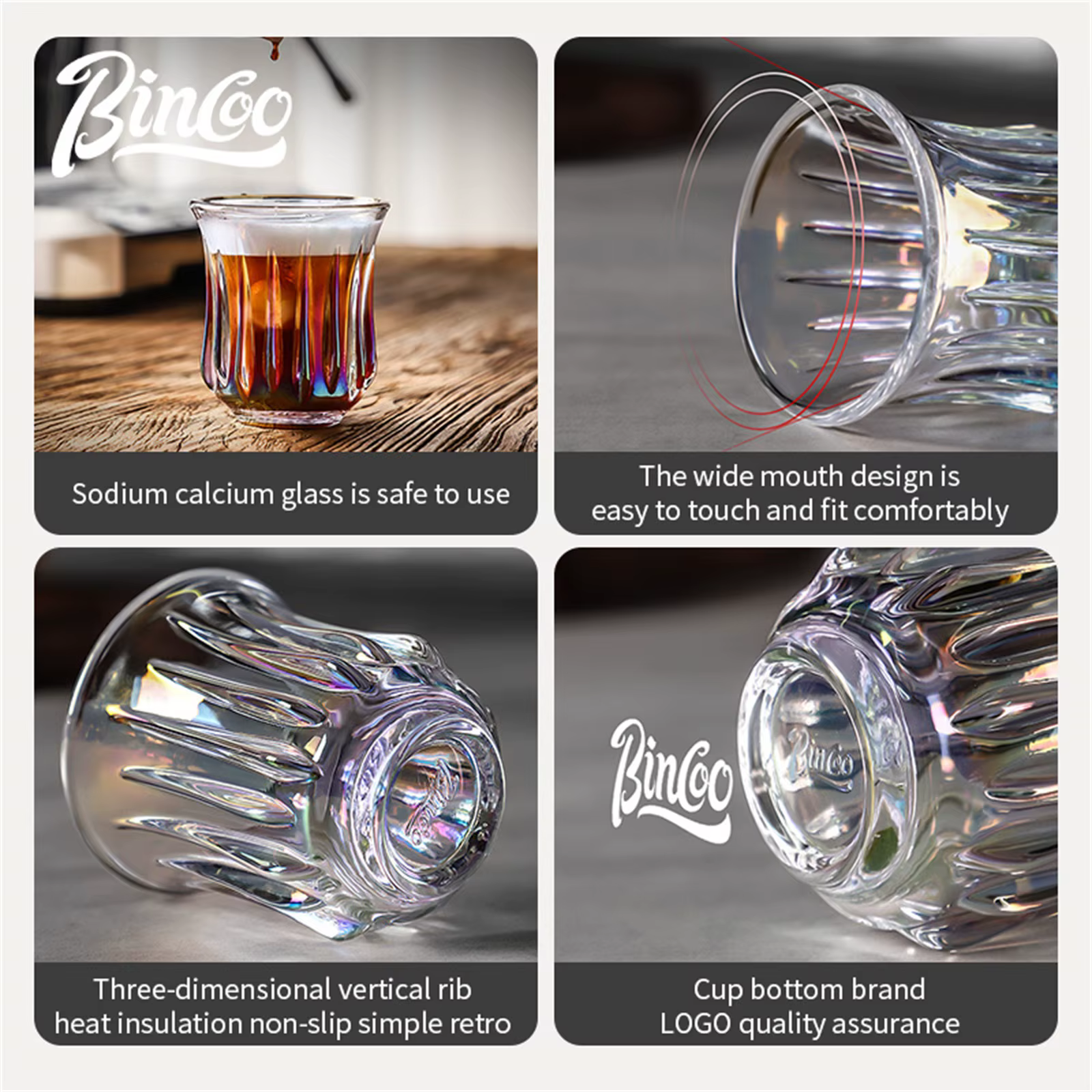 BINCOO 160ml verre tasse à café verres à boire pour expresso Cappuccino Latte