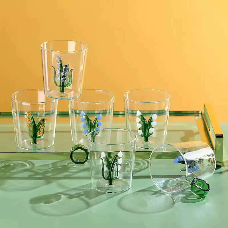 Muguet de mai Cadeau de tasse en verre pour amoureux
