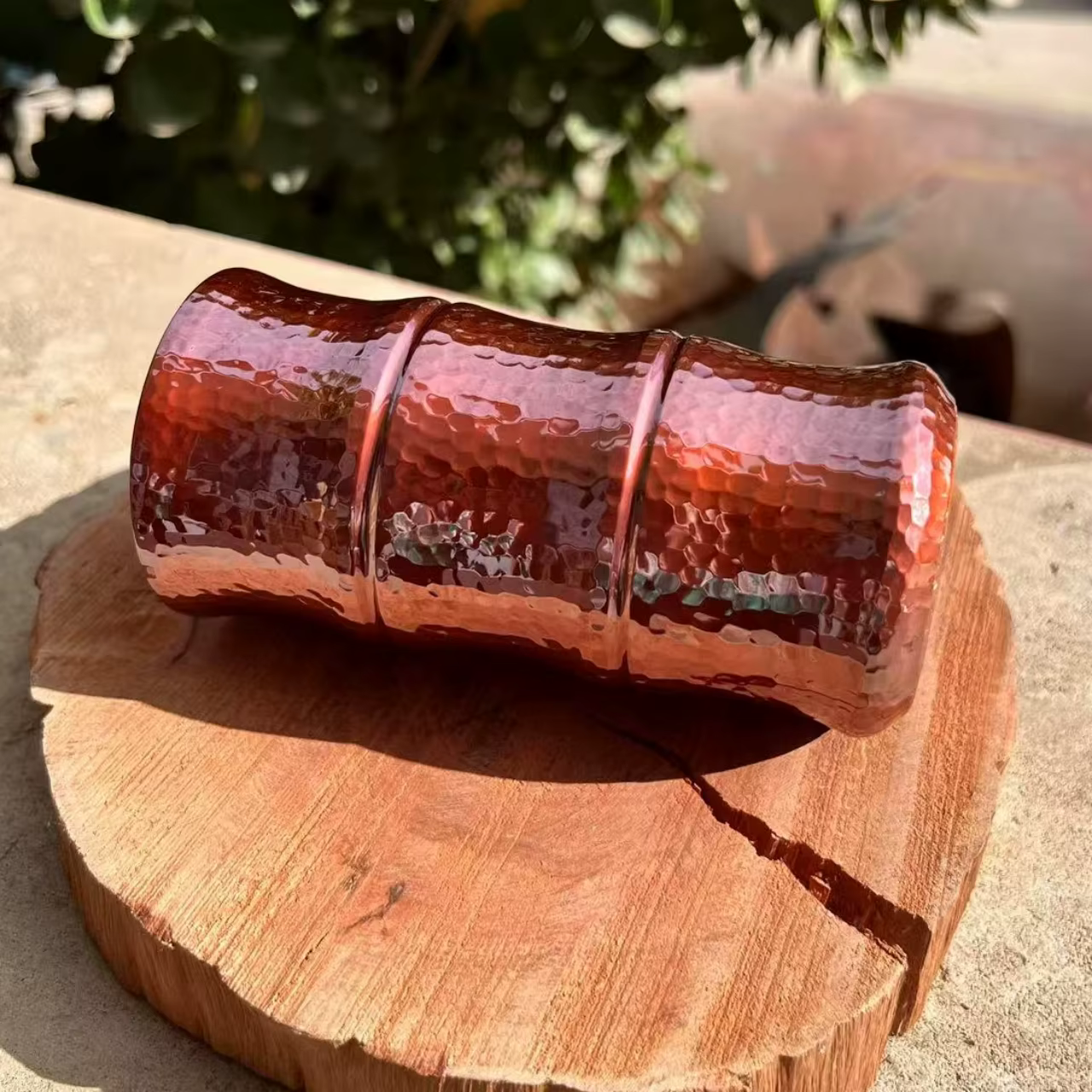 Tasse à café en cuivre pur fabriquée à la main en forme de bambou