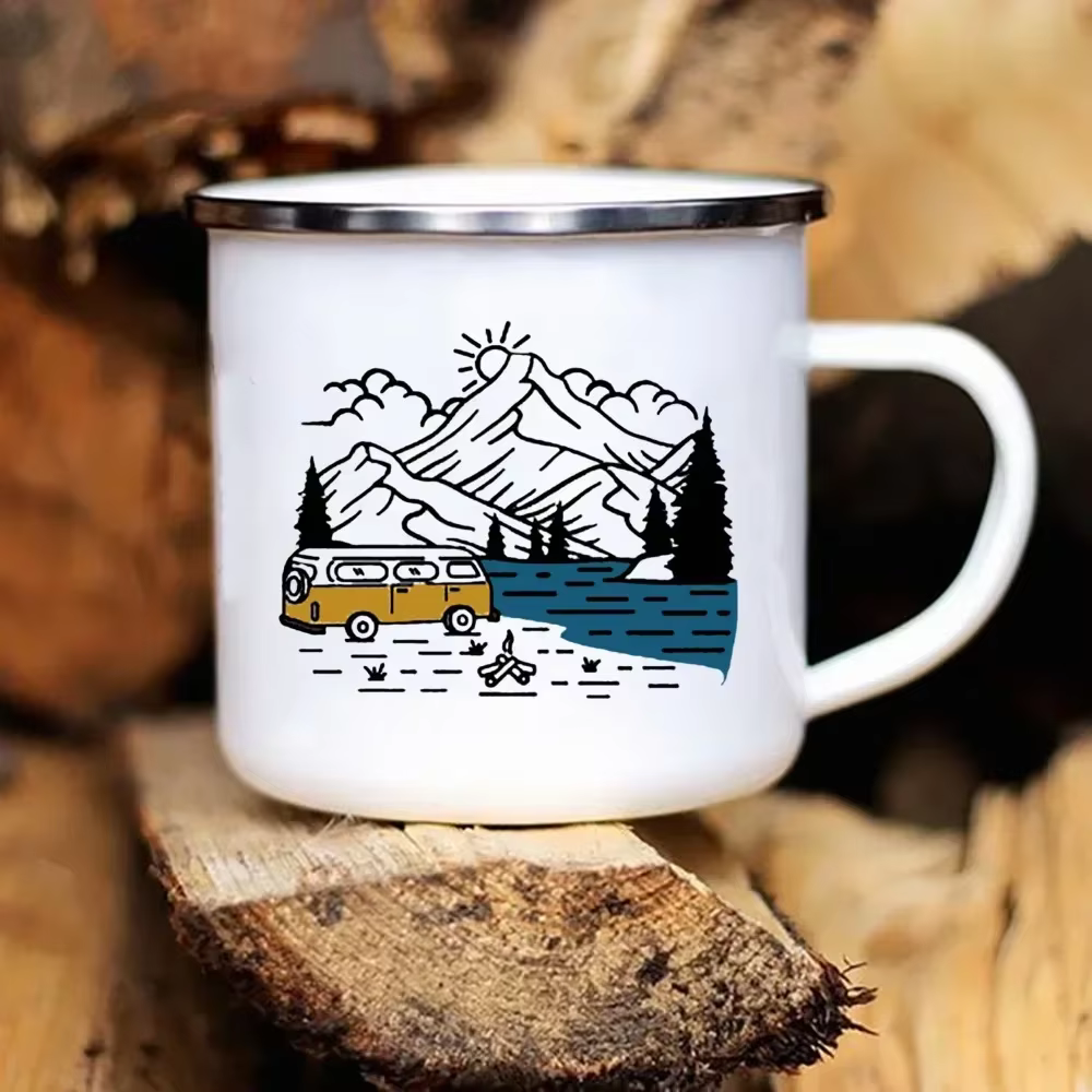 Tasse à Café Créative en Émail pour Voyage en Plein Air