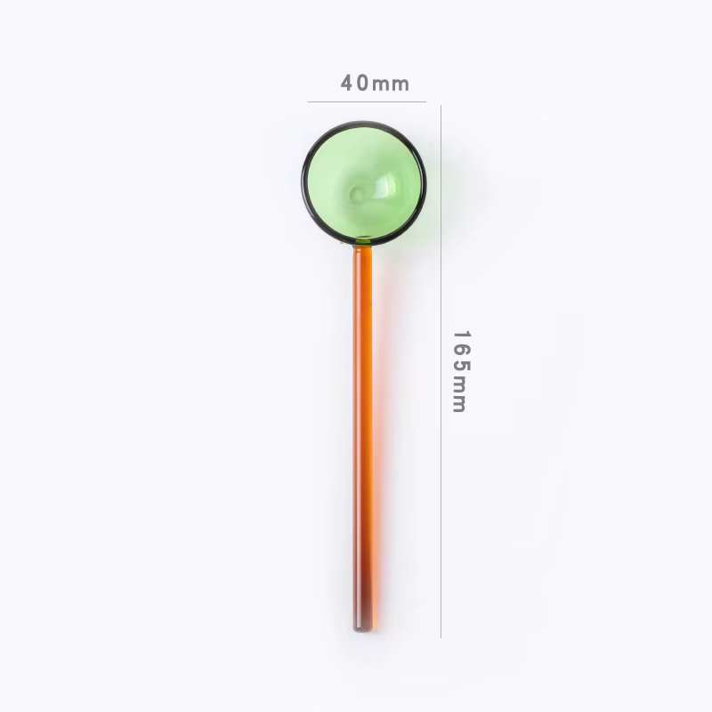 Cuillère en verre borosilicate écologique réutilisable avec brosses pour smoothies