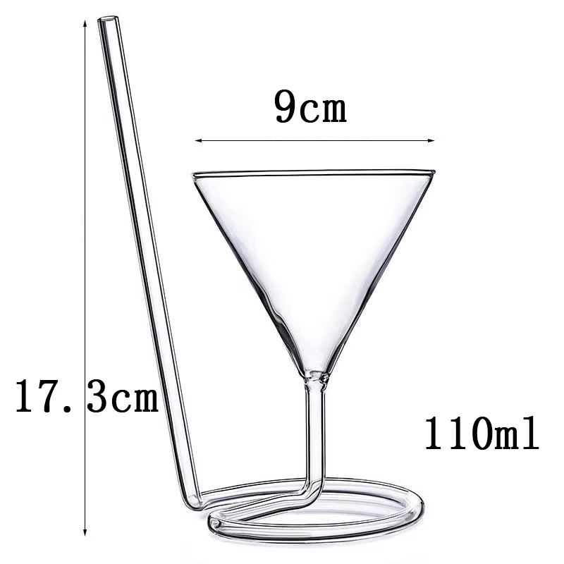 Verre spirale Cocktail tasse créative verre paille verres à vin Triangle jus Martini vin rouge whisky tasses fête Bar vin ensemble cadeau