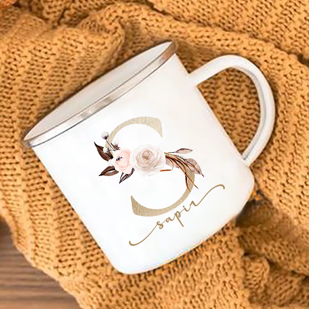 Tasses à imprimé floral Nom personnalisé