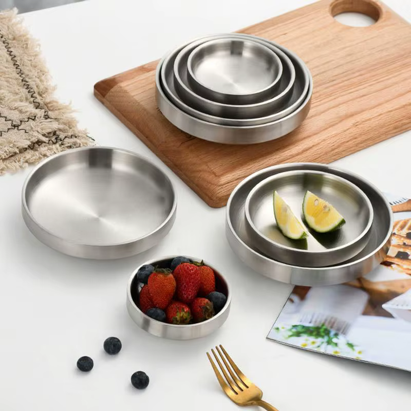 Assiette plate en acier inoxydable 201/304