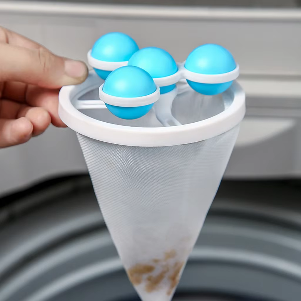 Filtre à cheveux pour machine à laver, attrape-cheveux flottant réutilisable, éliminateur de cheveux pour le linge, boule de lavage en maille pour la collecte de saletés, outils de nettoyage