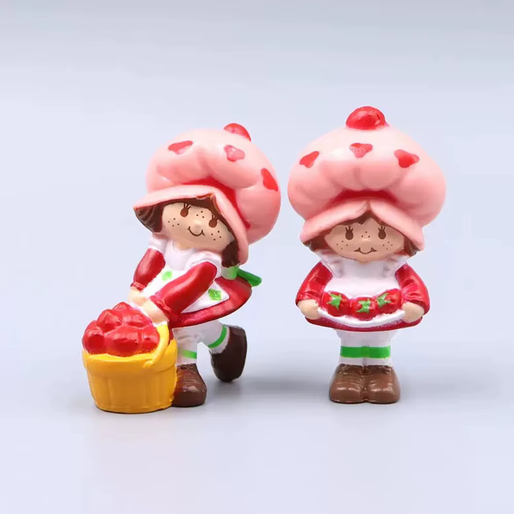 Figurine de fille fraise 6Cm, poupée Vintage Kawaii, décoration de gâteau, jouet de noël, cadeaux pour enfants, DIY bricolage