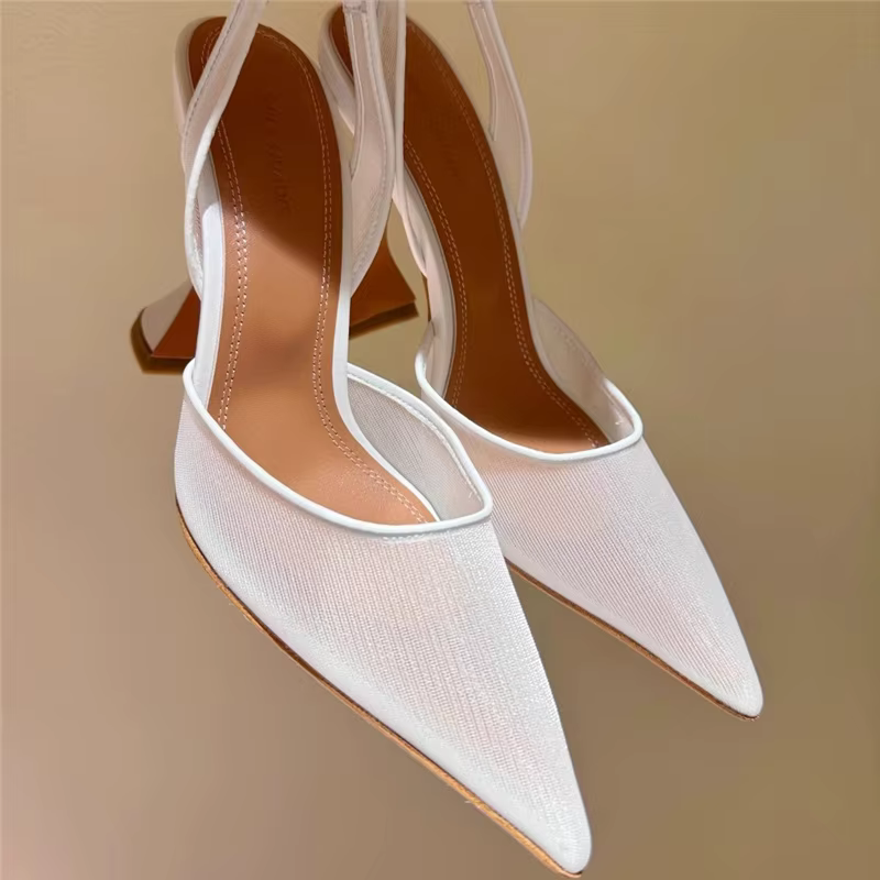 Sandales à talons hauts été nouvelle dentelle pointue maille verre à vin talon chaussures de mariage robe de banquet polyvalent simple chaussures pour femmes