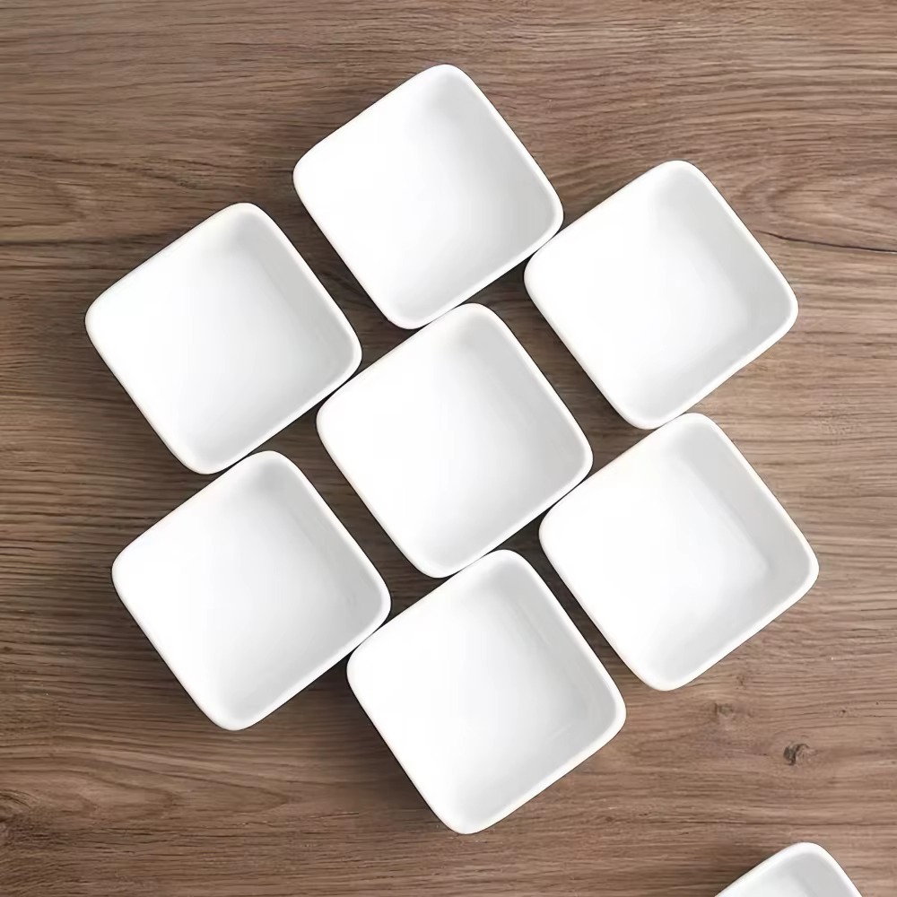 Plateau carré blanc en céramique