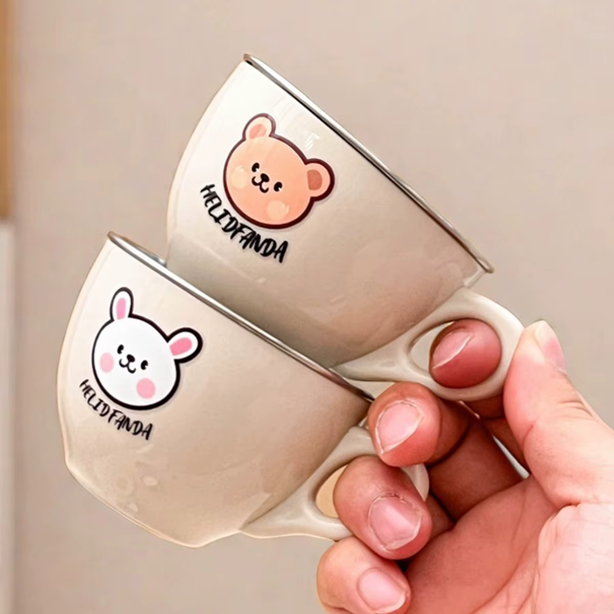 Mini tasses à café en acier inoxydable 304 à double paroi avec poignée