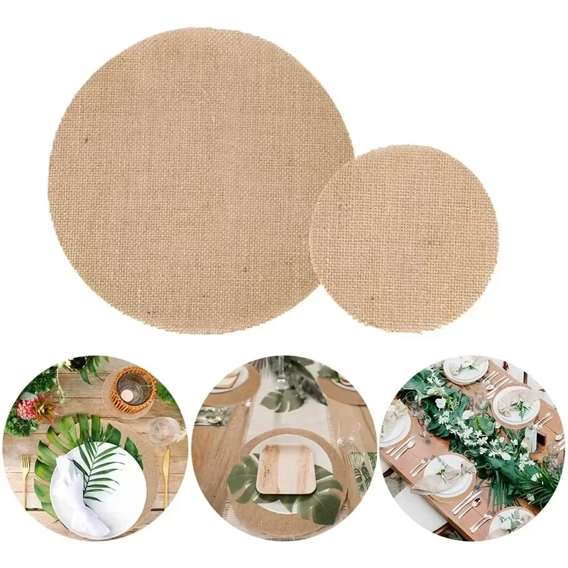 Napperon rond en toile de Jute et lin