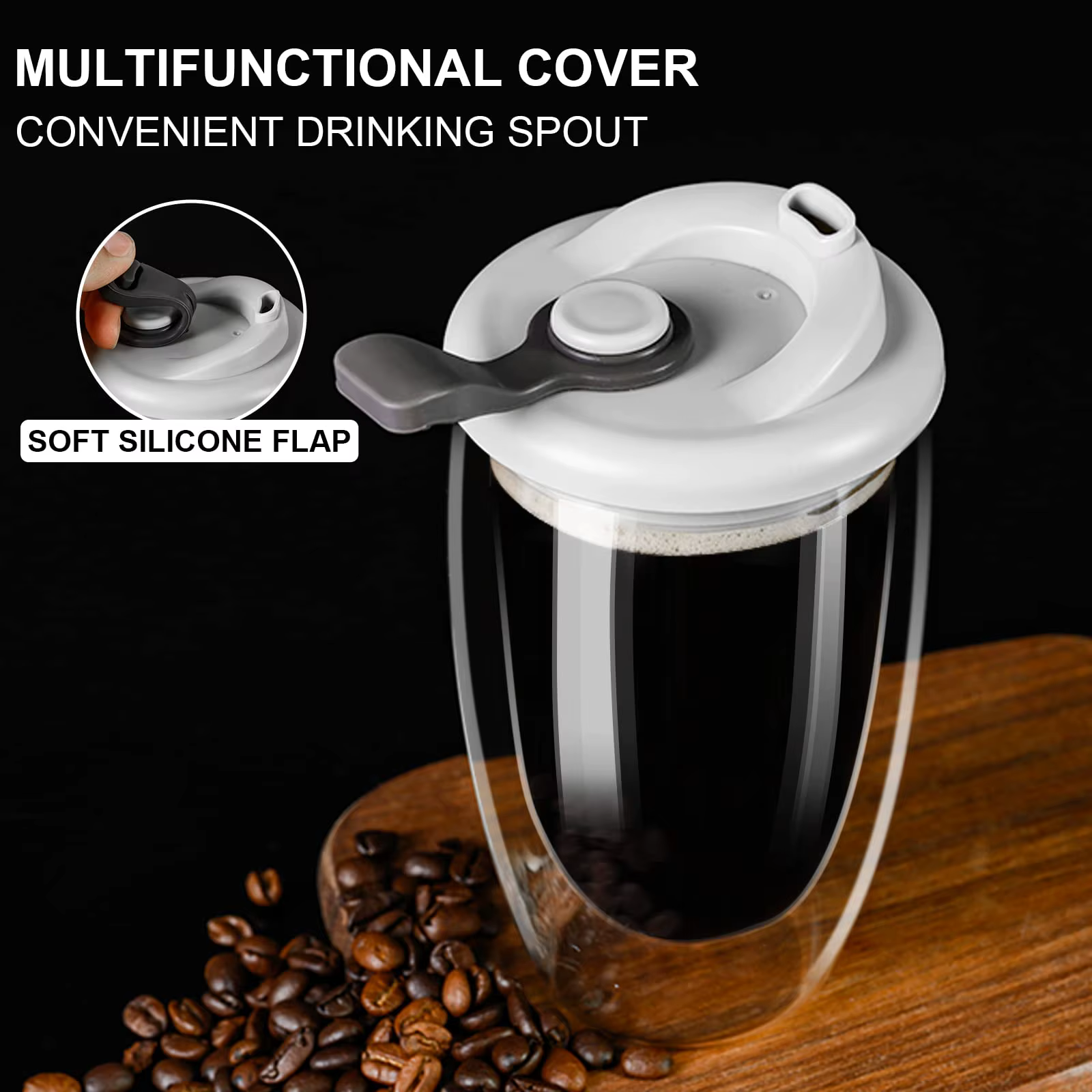 Tasses à café en verre à Double paroi de 12/15OZ avec bec