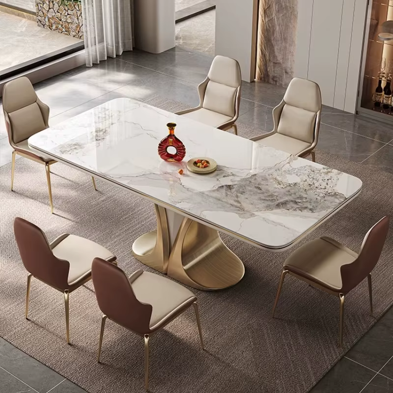 Ensemble de table à manger rectangulaire en ardoise pour 6 personnes