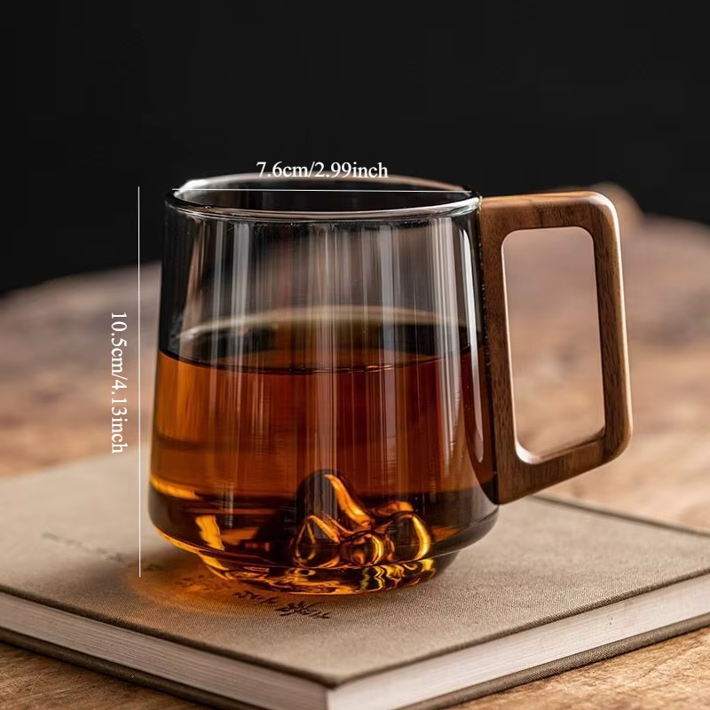 Tasse monocouche en verre et bois