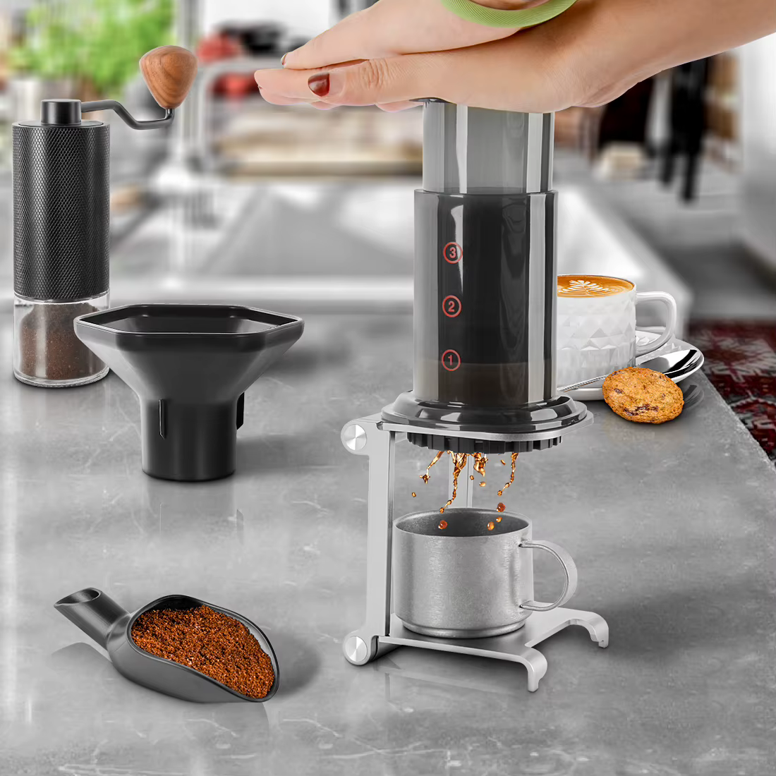 Porte-goutte à café pliable en alliage d'aluminium