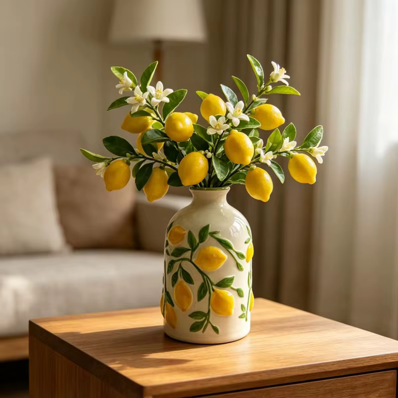 Vase en céramique en forme de fleur de citron