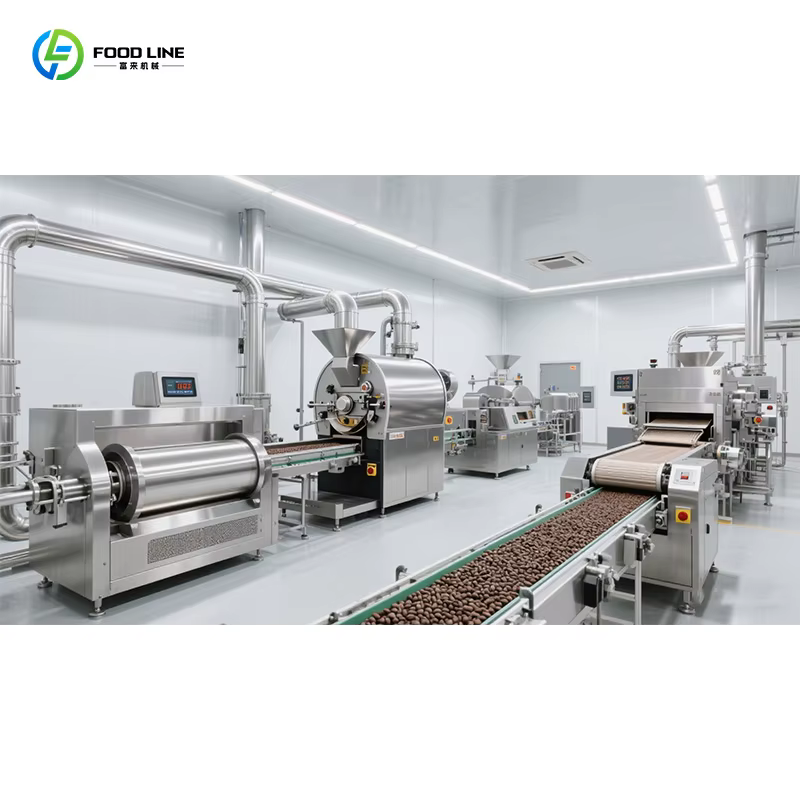 Ligne de production de café en grains personnalisée, torréfacteur de café efficace, ligne de broyage industrielle