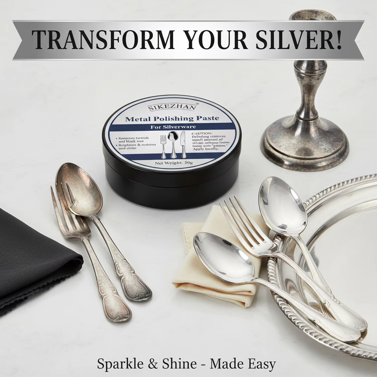 Pâte de polissage pour argent – Dissolvant de ternissement pour couverts