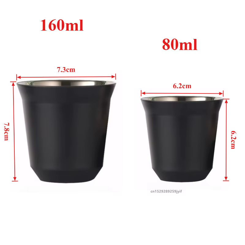 Tasse à café capsule en acier inoxydable à double paroi avec fond plat