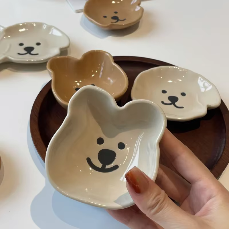 Assiette d'assaisonnement en céramique de dessin animé mignon