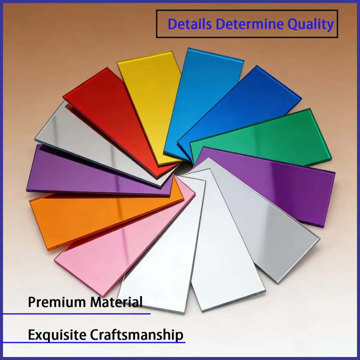 Miroir carré en verre acrylique coloré de 2 mm d'épaisseur, lentille décorative pour hôtel, verre organique résistant aux chocs