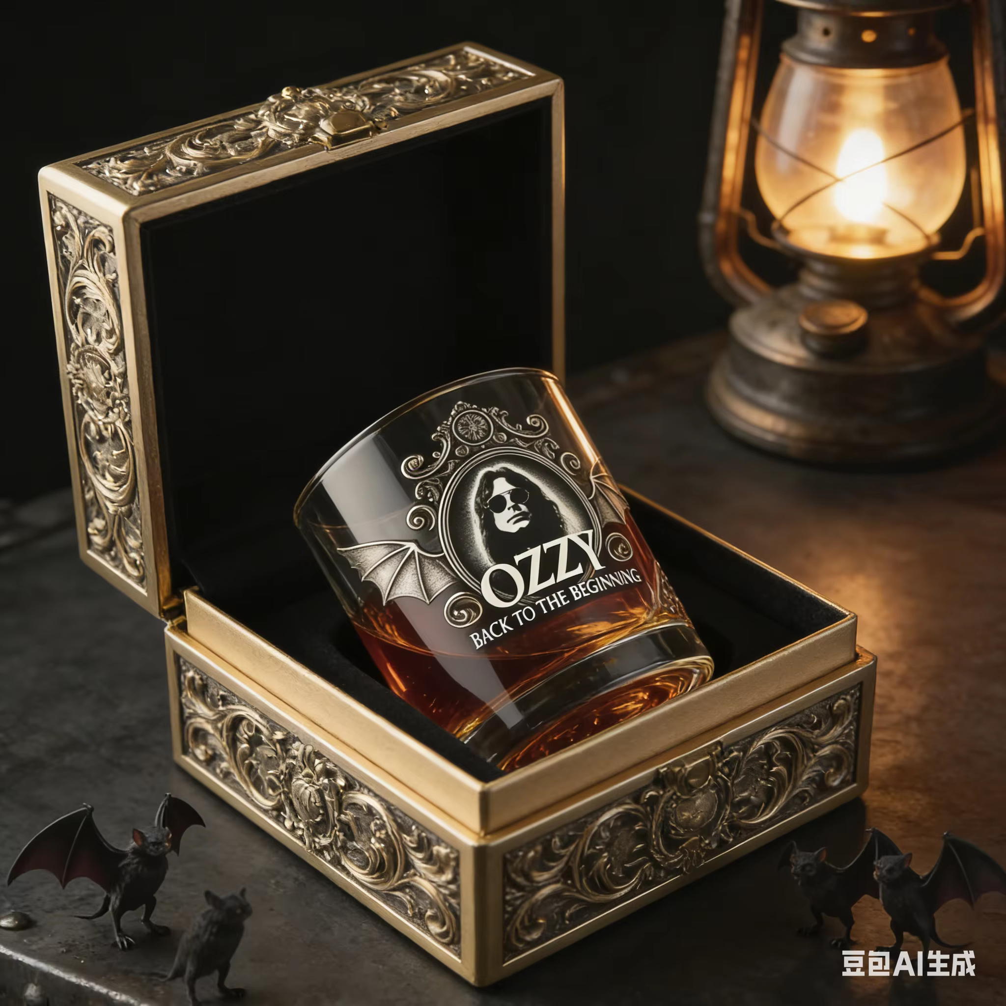 Verre à whisky sur le thème de la musique rock d'Ozzy Osbourne