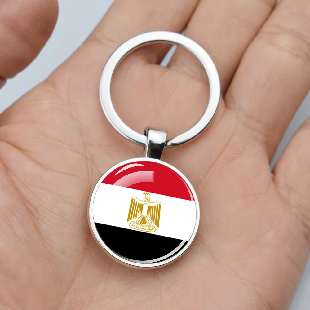 Porte-clés en verre double face avec pendentif breton, porte-clés Feel, pays d'Afrique, Algérie, Somalie, Tunisie, Maroc, Égypte