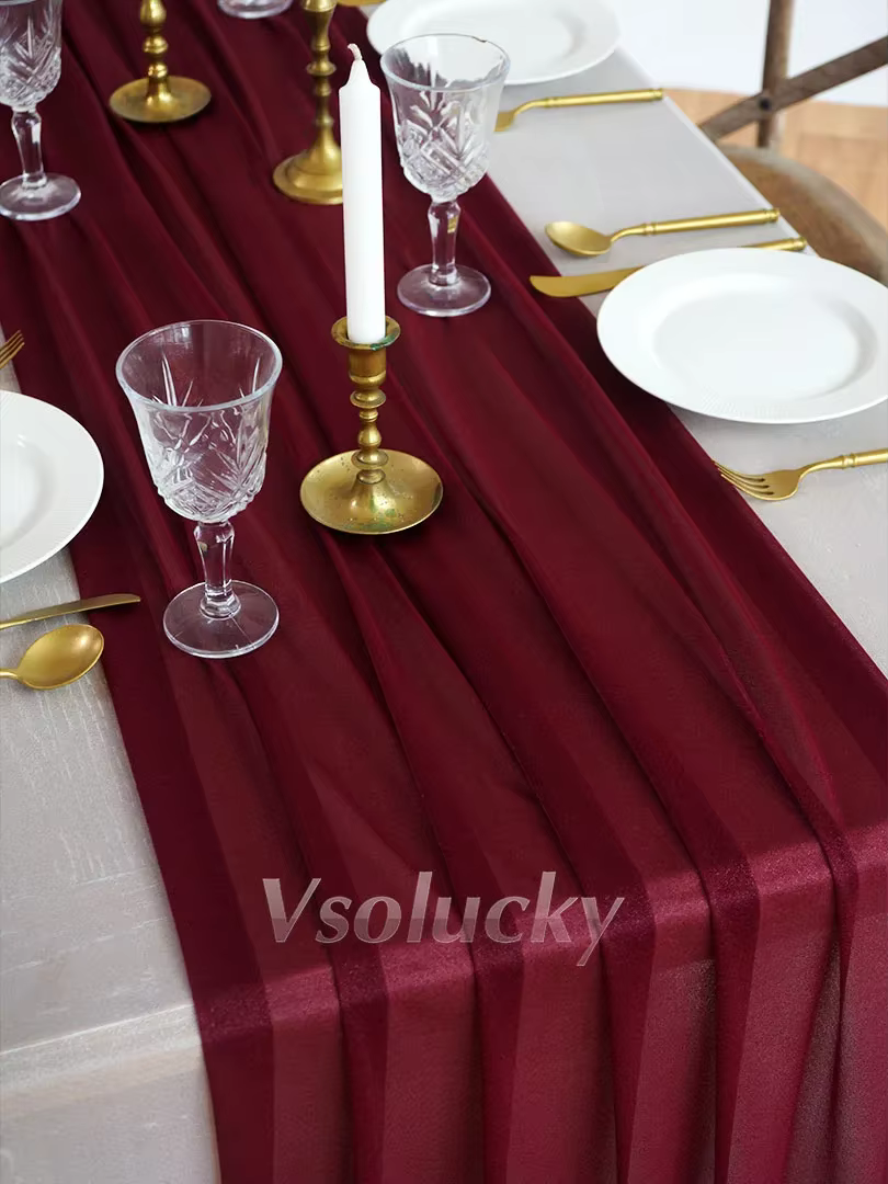 Chemin de Table transparent vin rouge bordeaux