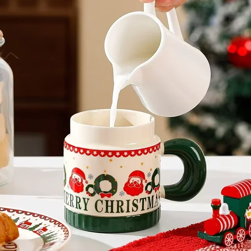 Tasse de Noël en céramique personnalisée avec couvercle