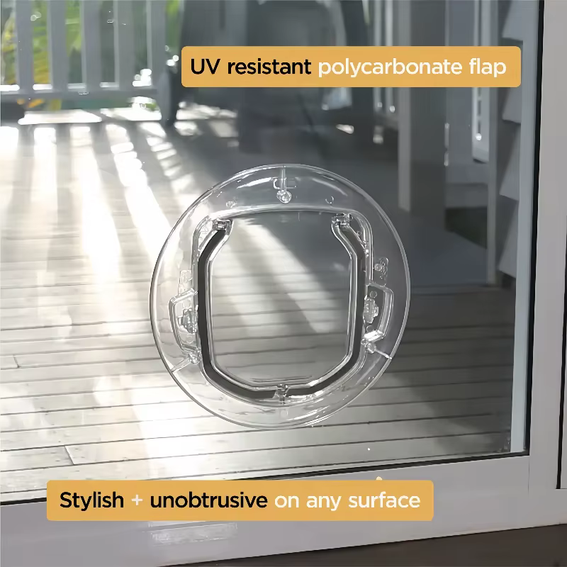 Porte transparente pour animaux de compagnie pour une entrée et une sortie libres à travers le trou de la porte, adaptée aux chats et aux petits chiens. Portes et fenêtres en verre C