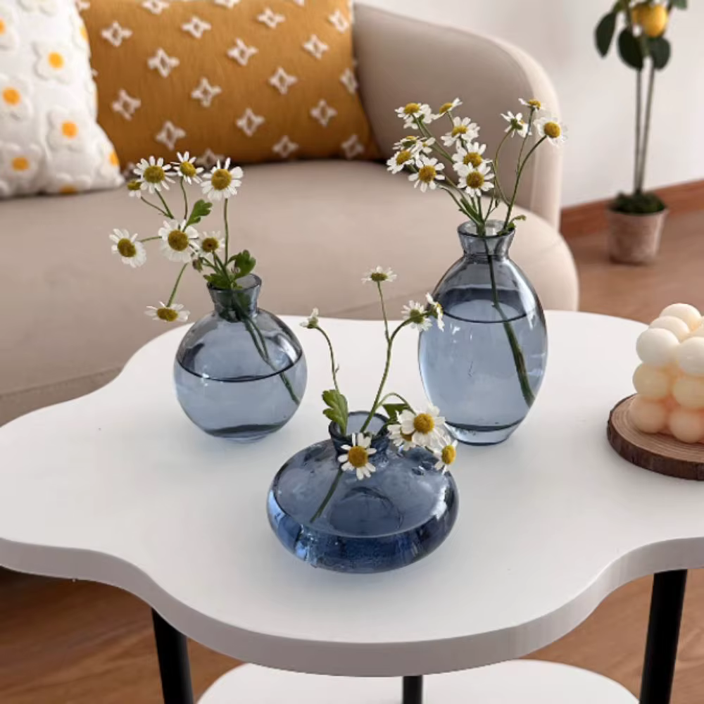 Mini vase à fleurs en verre transparent