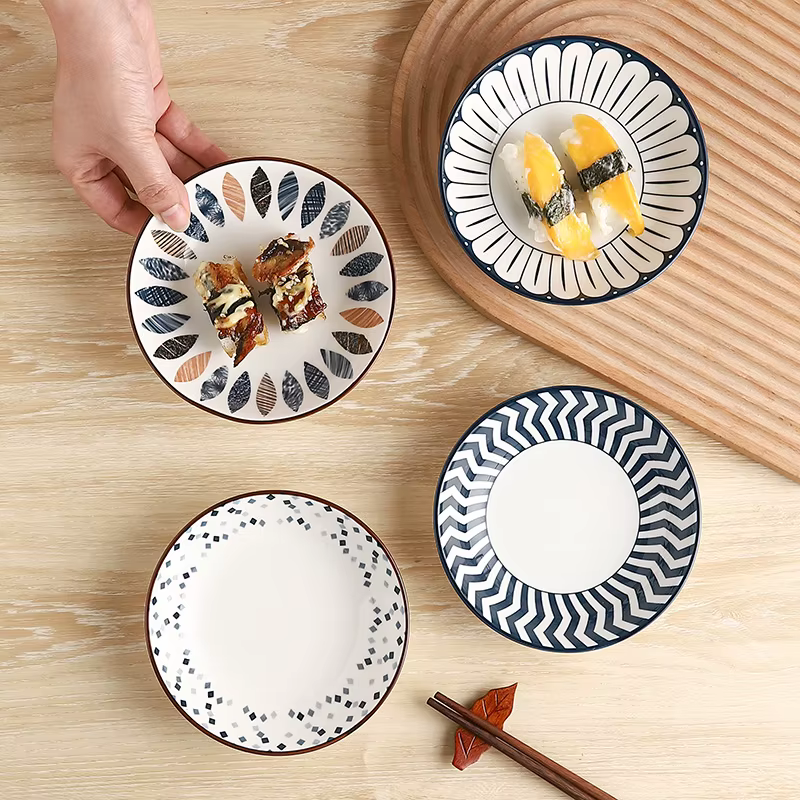 Ensemble d'assiettes en céramique minimalistes de 4 pièces de 5.6 pouces