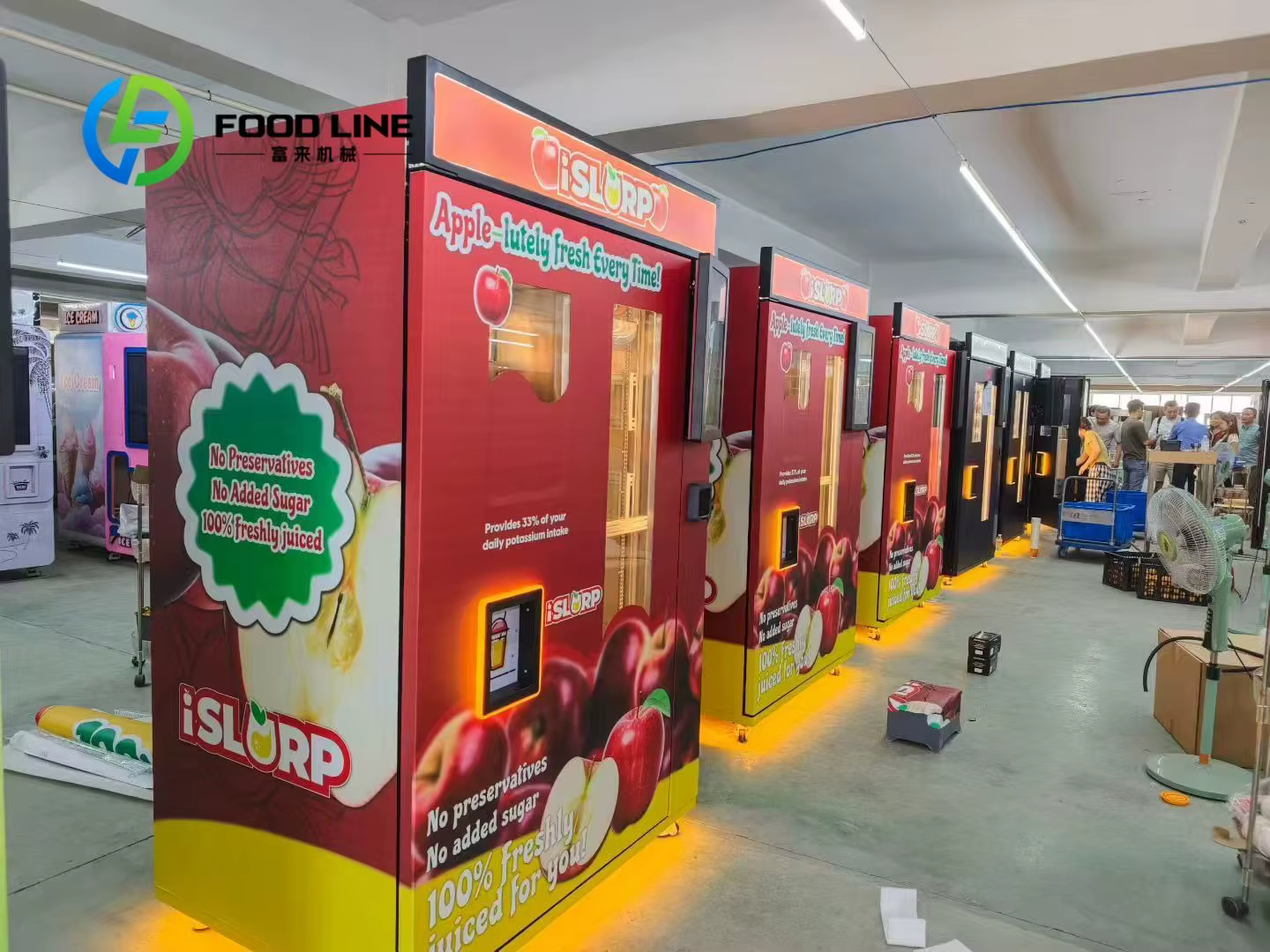 Système de nettoyage automatique de distributeur automatique de jus de pomme sur l'hôpital de parc d'école de centre commercial