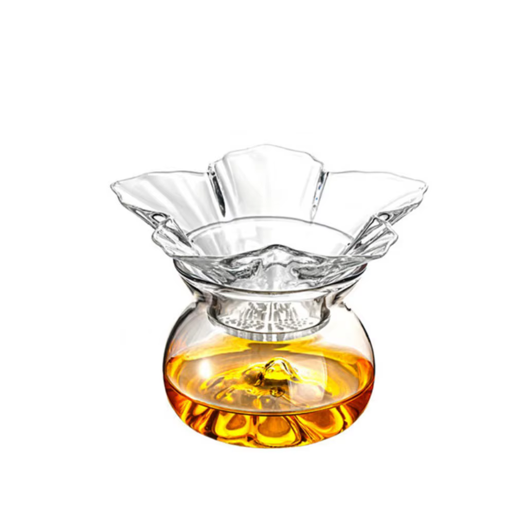 Passoire à thé en verre à fleurs avec Base de support